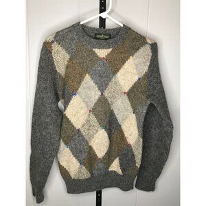 Vintage Wool Checkered Ugly Sweater Colorful Grandpa Sweater Size Medium